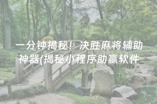 一分钟揭秘！决胜麻将辅助神器(揭秘小程序助赢软件)