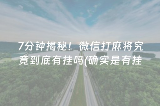 7分钟揭秘！微信打麻将究竟到底有挂吗(确实是有挂的)