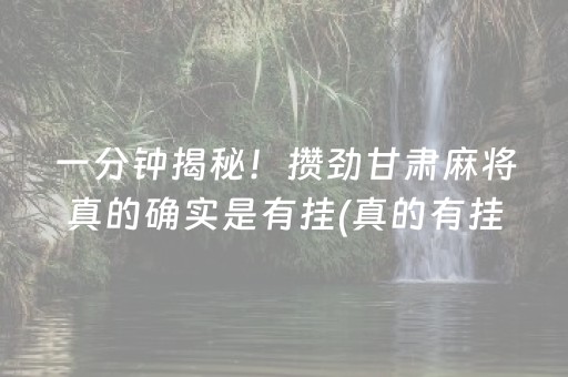 一分钟揭秘！攒劲甘肃麻将真的确实是有挂(真的有挂)