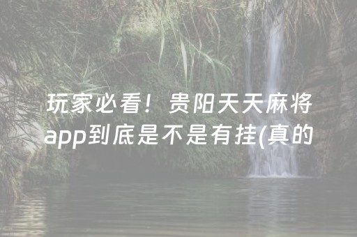 玩家必看！贵阳天天麻将app到底是不是有挂(真的确实是有挂)