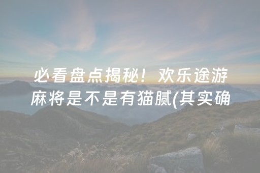 必看盘点揭秘！欢乐途游麻将是不是有猫腻(其实确实有挂)