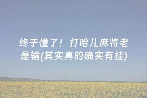 终于懂了！打哈儿麻将老是输(其实真的确实有挂)