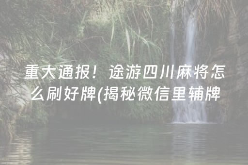 重大通报！途游四川麻将怎么刷好牌(揭秘微信里辅牌器)
