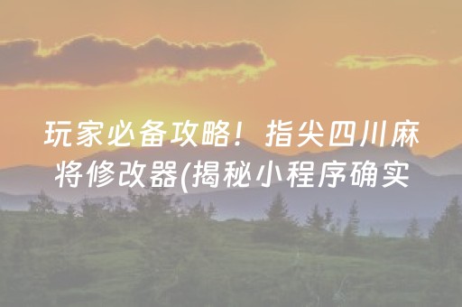 玩家必备攻略！指尖四川麻将修改器(揭秘小程序确实有猫腻)