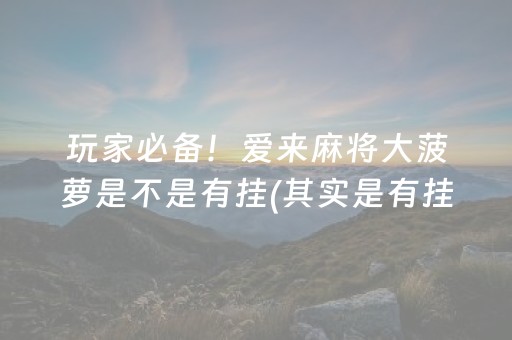 玩家必备！爱来麻将大菠萝是不是有挂(其实是有挂的)