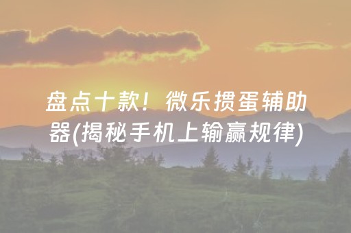 盘点十款！微乐掼蛋辅助器(揭秘手机上输赢规律)