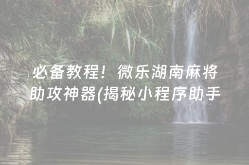 必备教程！微乐湖南麻将助攻神器(揭秘小程序助手软件)
