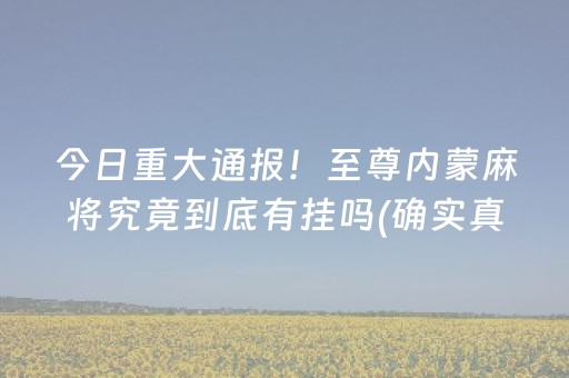 今日重大通报！至尊内蒙麻将究竟到底有挂吗(确实真的有挂)