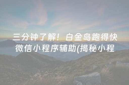 三分钟了解！白金岛跑得快微信小程序辅助(揭秘小程序必备神器)