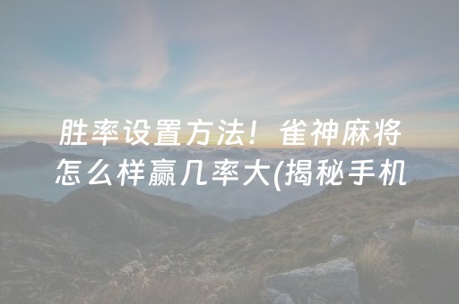 胜率设置方法！雀神麻将怎么样赢几率大(揭秘手机上规律攻略)