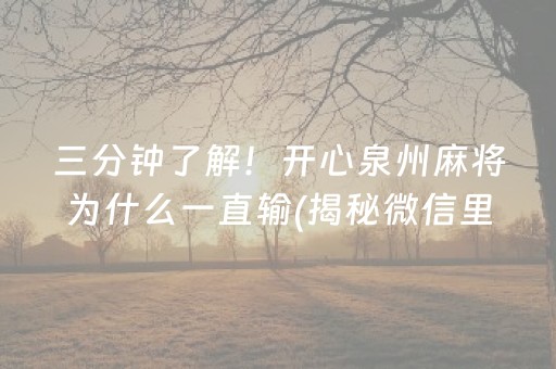 三分钟了解！开心泉州麻将为什么一直输(揭秘微信里助手软件)