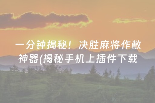 一分钟揭秘！决胜麻将作敝神器(揭秘手机上插件下载)