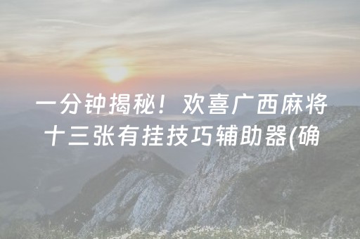 一分钟揭秘！欢喜广西麻将十三张有挂技巧辅助器(确实有挂吗)