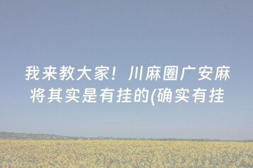 我来教大家！川麻圈广安麻将其实是有挂的(确实有挂)
