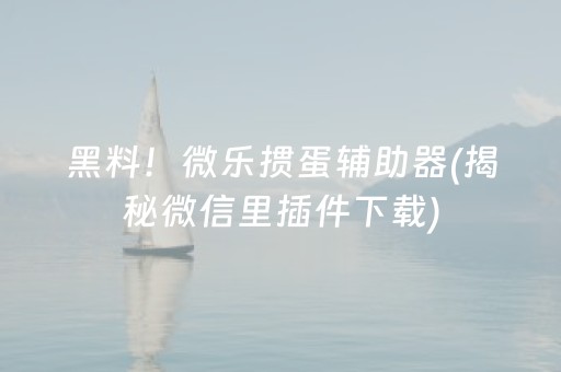 黑料！微乐掼蛋辅助器(揭秘微信里插件下载)