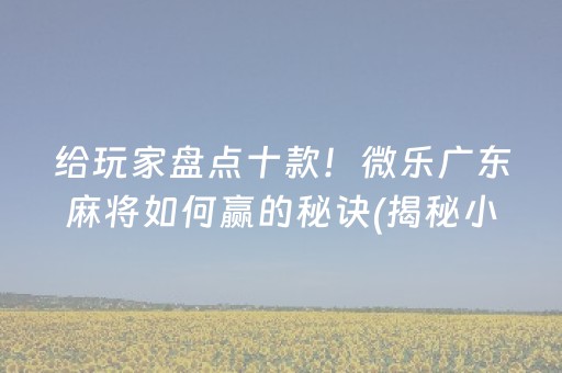 给玩家盘点十款！微乐广东麻将如何赢的秘诀(揭秘小程序插件下载)