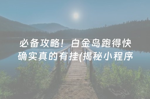 必备攻略！白金岛跑得快确实真的有挂(揭秘小程序专用神器下载)