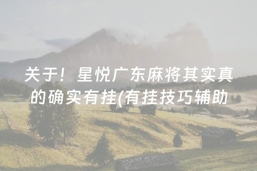 关于！星悦广东麻将其实真的确实有挂(有挂技巧辅助器)