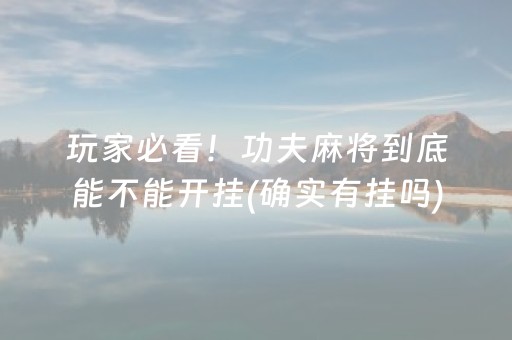 玩家必看！功夫麻将到底能不能开挂(确实有挂吗)