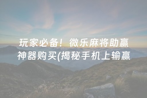 玩家必备！微乐麻将助赢神器购买(揭秘手机上输赢规律)
