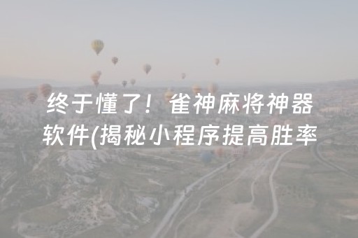 终于懂了！雀神麻将神器软件(揭秘小程序提高胜率)