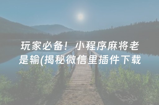 玩家必备！小程序麻将老是输(揭秘微信里插件下载)