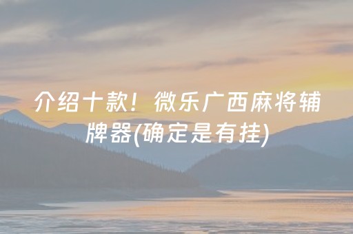 介绍十款！微乐广西麻将辅牌器(确定是有挂)
