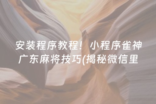 安装程序教程！小程序雀神广东麻将技巧(揭秘微信里专用神器下载)