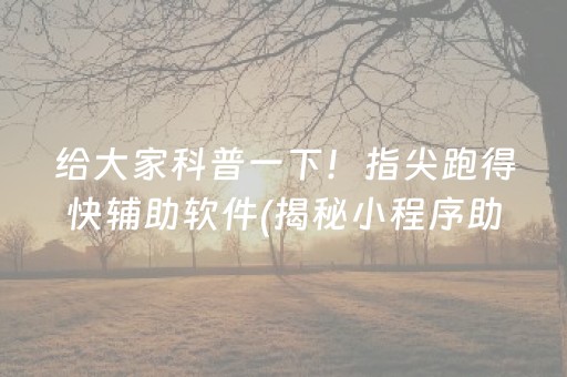 给大家科普一下！指尖跑得快辅助软件(揭秘小程序助赢神器购买)