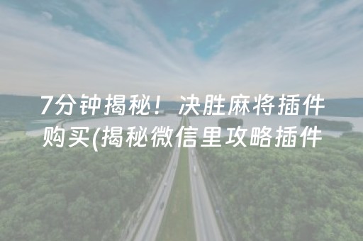 7分钟揭秘！决胜麻将插件购买(揭秘微信里攻略插件)