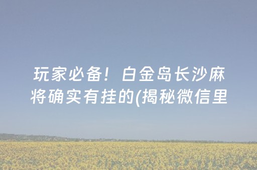 玩家必备！白金岛长沙麻将确实有挂的(揭秘微信里专用神器)