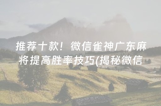 推荐十款！微信雀神广东麻将提高胜率技巧(揭秘微信里赢牌的技巧)