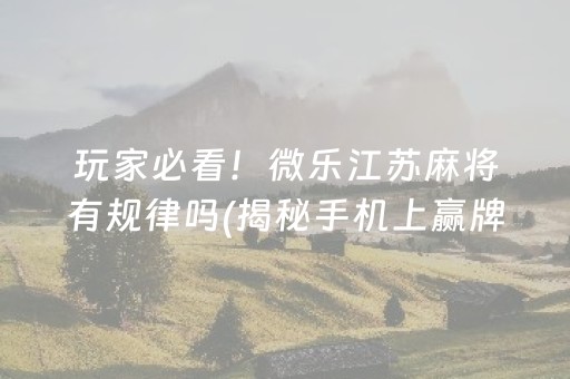 玩家必看！微乐江苏麻将有规律吗(揭秘手机上赢牌的技巧)