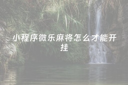 小程序微乐麻将怎么才能开挂（小程序微乐麻将开挂方法）