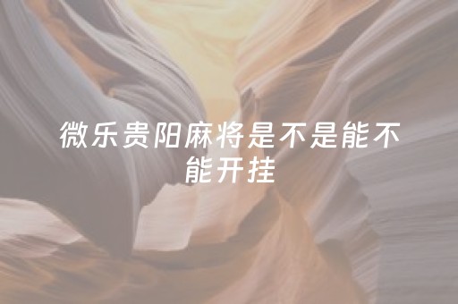 微乐贵阳麻将是不是能不能开挂（贵阳微乐麻将最新版）