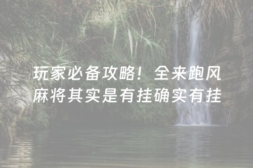 玩家必备攻略！全来跑风麻将其实是有挂确实有挂(其实确实有挂)