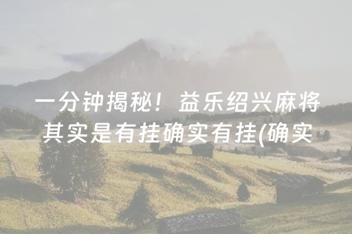 一分钟揭秘！益乐绍兴麻将其实是有挂确实有挂(确实真的有挂)