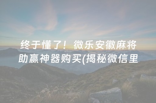 终于懂了！微乐安徽麻将助赢神器购买(揭秘微信里输赢规律)