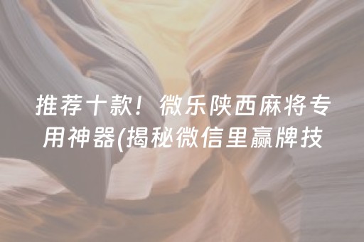 推荐十款！微乐陕西麻将专用神器(揭秘微信里赢牌技巧)