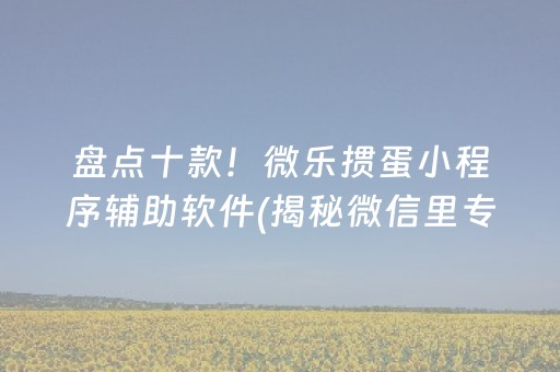 盘点十款！微乐掼蛋小程序辅助软件(揭秘微信里专用神器)