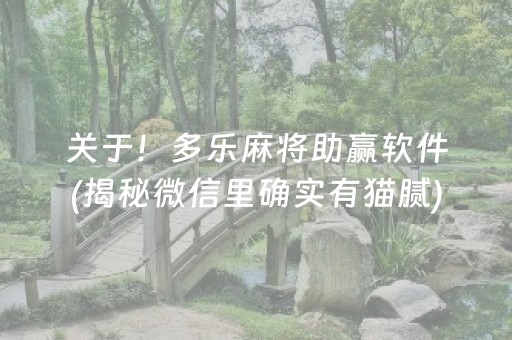 关于！多乐麻将助赢软件(揭秘微信里确实有猫腻)