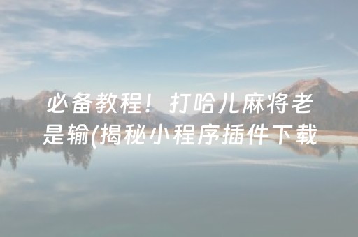 必备教程！打哈儿麻将老是输(揭秘小程序插件下载)