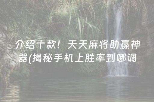 介绍十款！天天麻将助赢神器(揭秘手机上胜率到哪调)