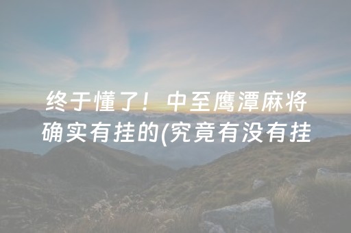 终于懂了！中至鹰潭麻将确实有挂的(究竟有没有挂)