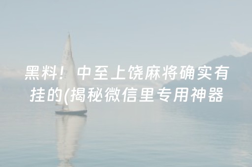 黑料！中至上饶麻将确实有挂的(揭秘微信里专用神器)