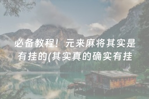 必备教程！元来麻将其实是有挂的(其实真的确实有挂)