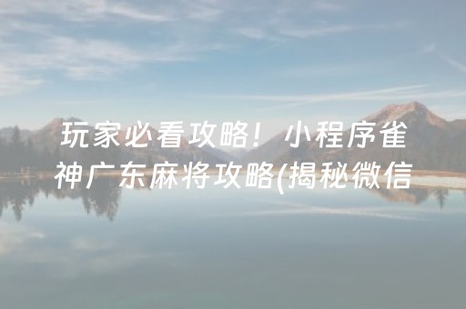玩家必看攻略！小程序雀神广东麻将攻略(揭秘微信里专用神器)
