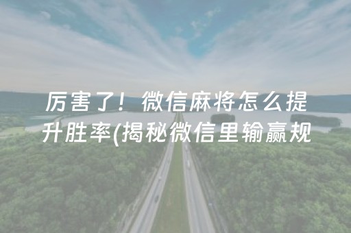厉害了！微信麻将怎么提升胜率(揭秘微信里输赢规律)