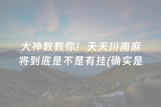 大神教教你！天天川南麻将到底是不是有挂(确实是有挂的)