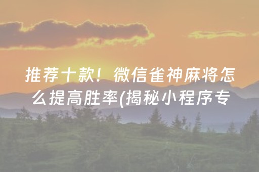 推荐十款！微信雀神麻将怎么提高胜率(揭秘小程序专用神器下载)